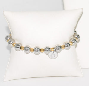 Two tone stainless  steel ball bracelet